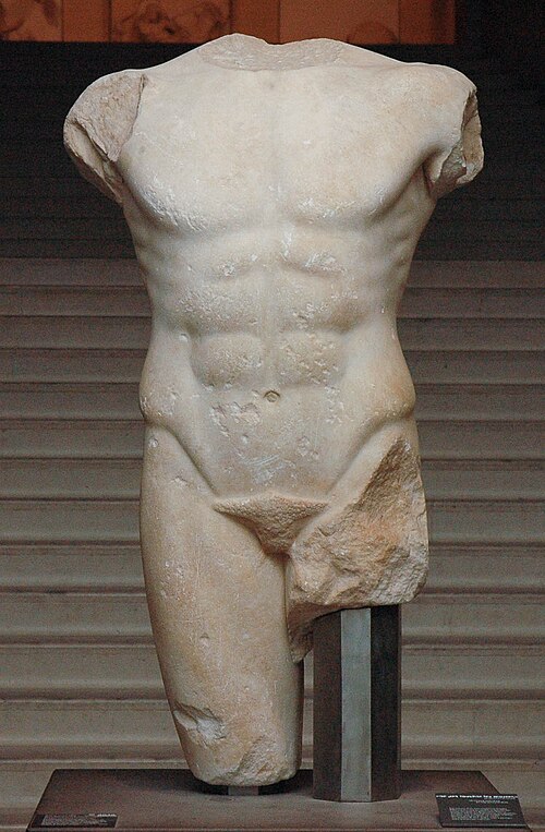 The Miletus torso (c. 480–470 BC) at the Louvre has been suggested as the poem's subject.
